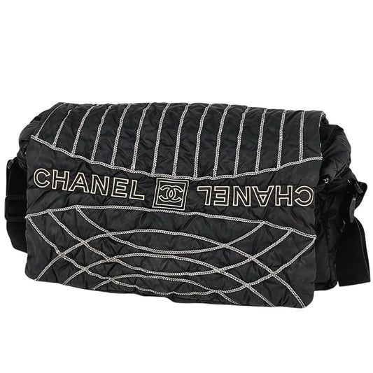 Chanel Junk Sports Line Shoulder Bag CC Logo Nylon Black