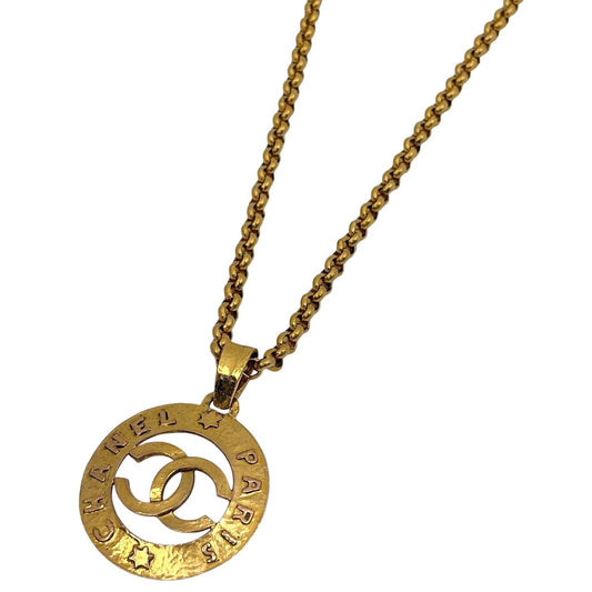 Chanel CC Logo Round Necklace Gold Plated