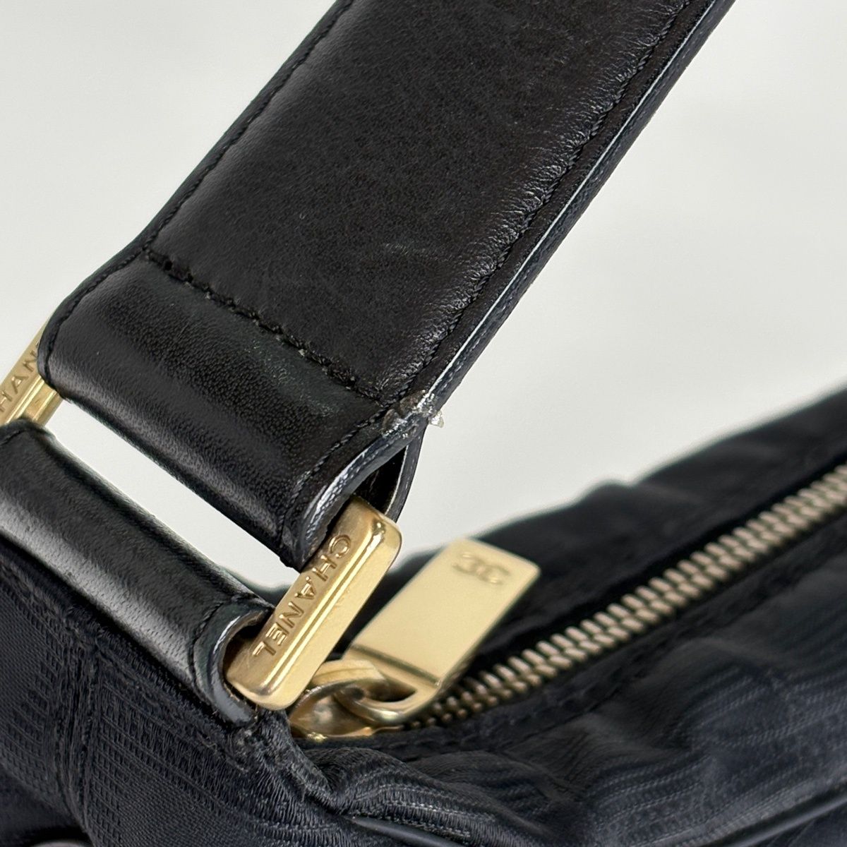 Chanel New Travel Line Shoulder Bag Nylon Jacquard Black — view 6