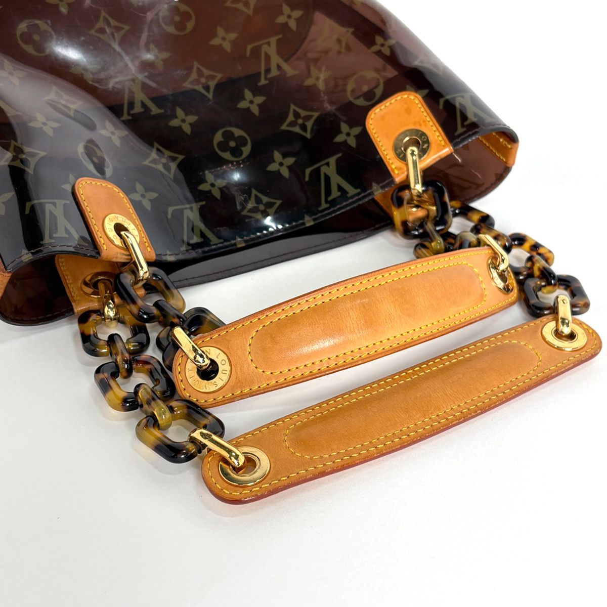 Louis Vuitton Cabas Ambre PM Tote Clear Monogram Handbag Vinyl Brown — view 6