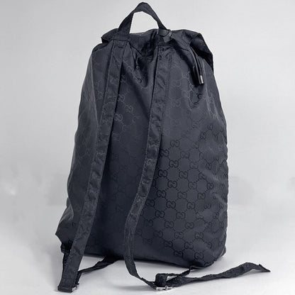 Gucci GG Pattern Backpack Bear Charm Nylon Black — view 2