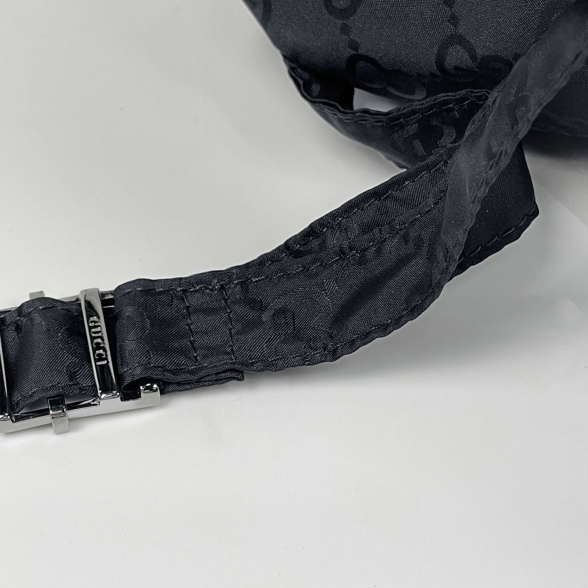 Gucci GG Pattern Backpack Bear Charm Nylon Black — view 6