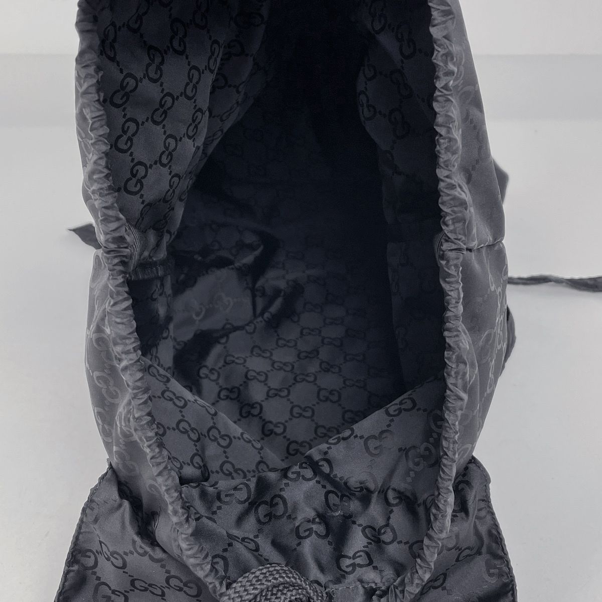 Gucci GG Pattern Backpack Bear Charm Nylon Black — view 7