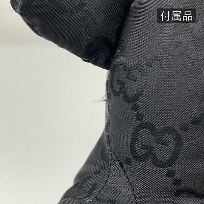 Gucci GG Pattern Backpack Bear Charm Nylon Black — view 8