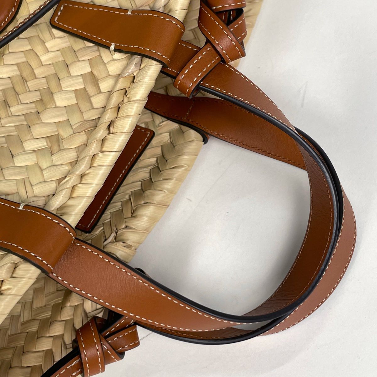 Celine Classic Pannier Basket Bag 2-Way Raffia Natural Brown — view 4