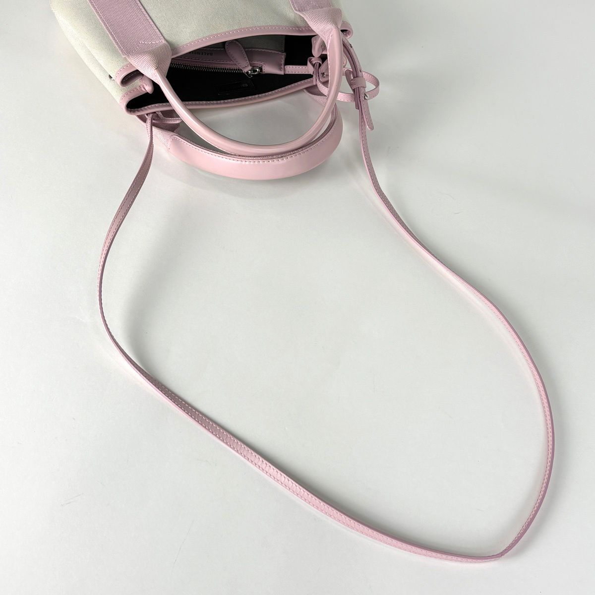 Balenciaga Navy Cabas XS 2-Way Handbag Canvas Pink — view 7