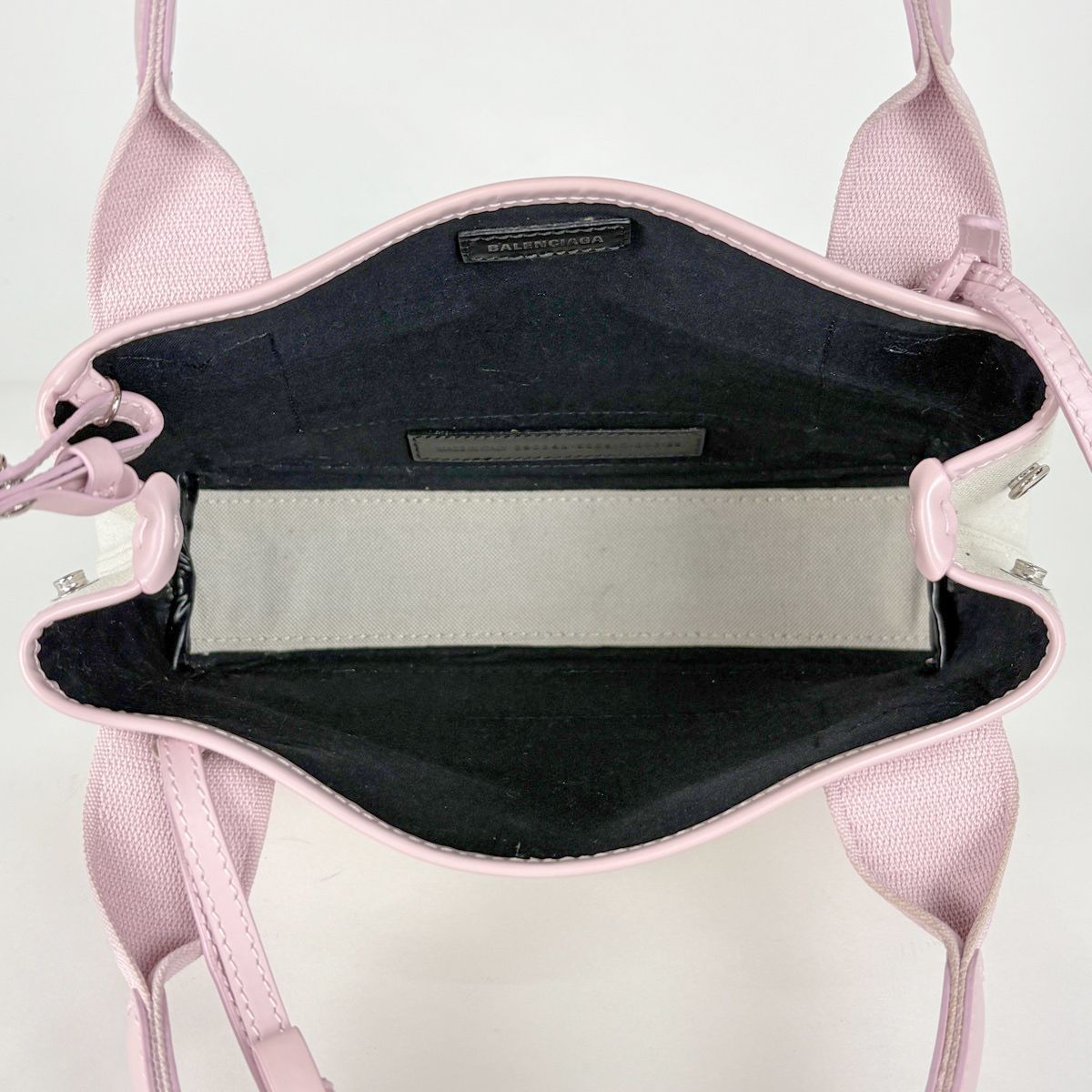 Balenciaga Navy Cabas XS 2-Way Handbag Canvas Pink — view 8