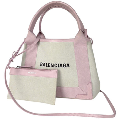 Balenciaga Navy Cabas XS 2-Way Handbag Canvas Pink