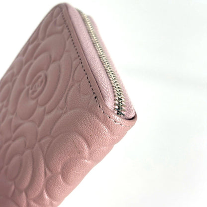 Chanel Camellia Zip Around Wallet CC Logo Leather Pink — view 3