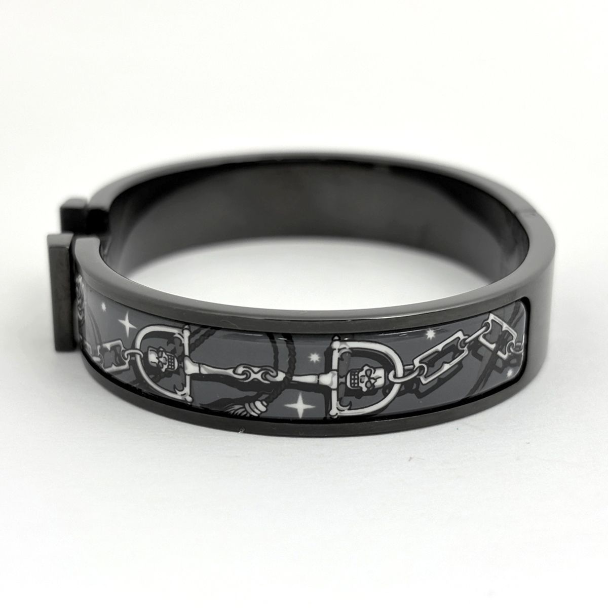 Hermes Clic HH Enamel Bracelet Clac Bangle Metal Black — view 3