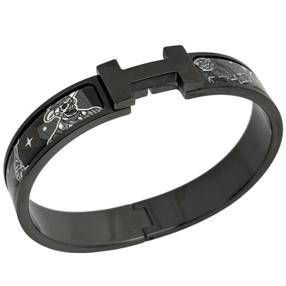 Hermes Clic HH Enamel Bracelet Clac Bangle Metal Black