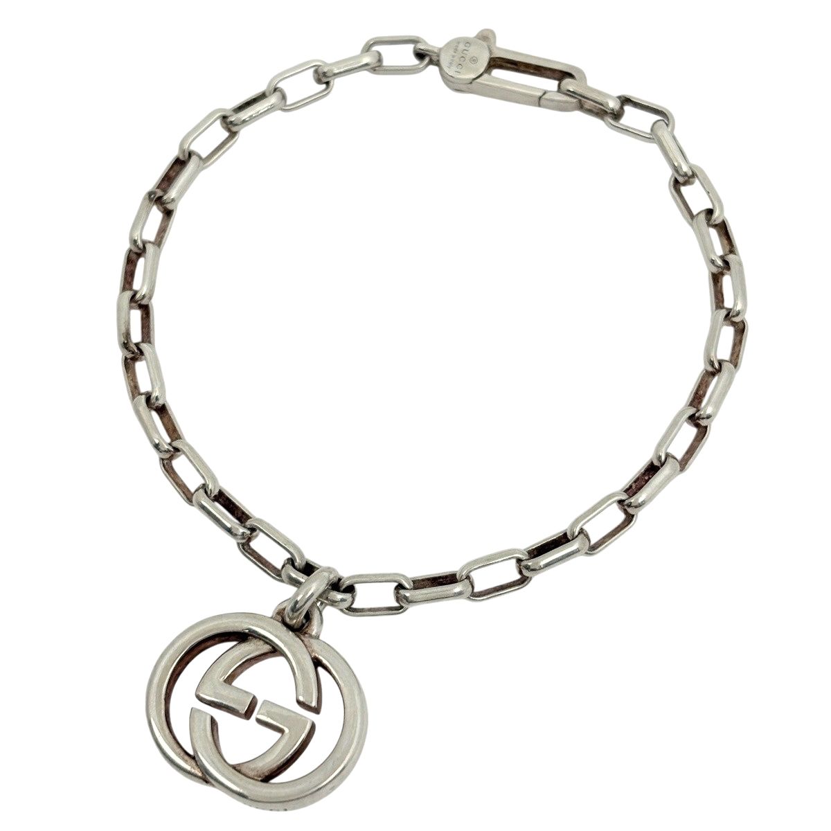 Gucci GG Logo Bracelet Interlocking 925 Sterling Silver