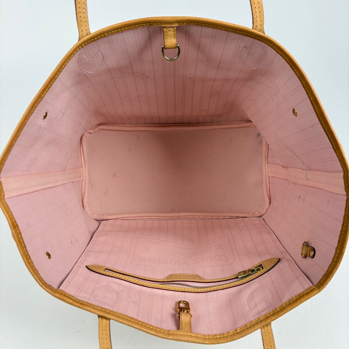 Louis Vuitton Neverfull MM Shoulder Bag Tote Damier Azur Rose Ballerine White — view 7