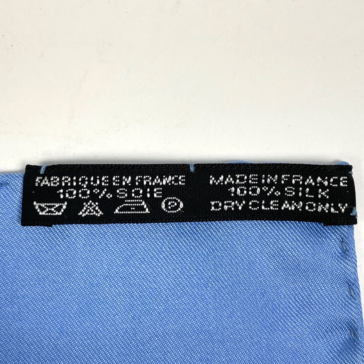 Hermes Pattern Handkerchief Pocket Square Petit Carre Scarf Silk Blue — view 2