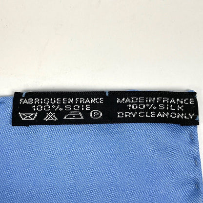 Hermes Pattern Handkerchief Pocket Square Petit Carre Scarf Silk Blue — view 2