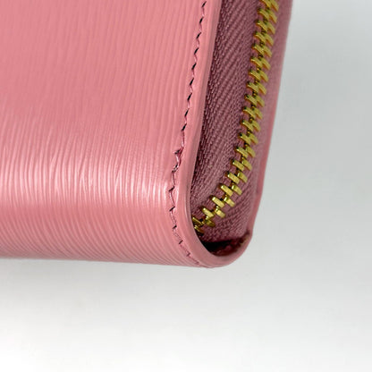 Prada Logo Zip Around Wallet Round Zip Leather Pink — view 3