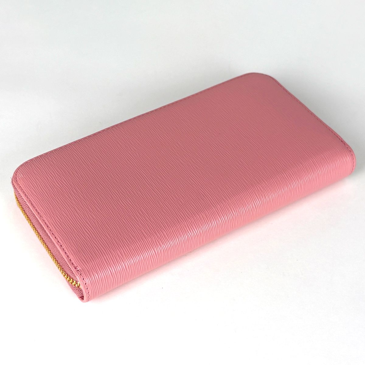 Prada Logo Zip Around Wallet Round Zip Leather Pink — view 2