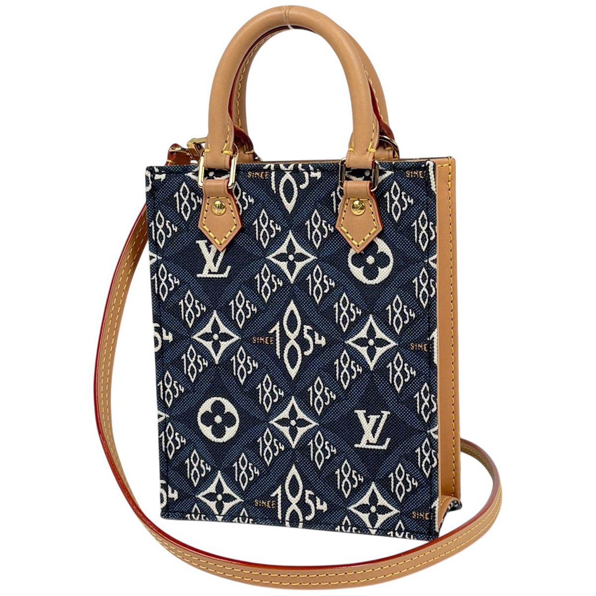 Louis Vuitton Petite Sac Plat 2-Way Monogram Jacquard Since Handbag Navy