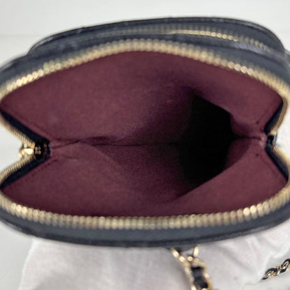 Chanel CC Logo Chain Shoulder Bag Quilted Phone Case Caviar Leather Black — view 5