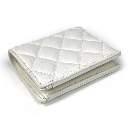 Chanel CC Logo Bifold Wallet Caviar Leather White — view 2
