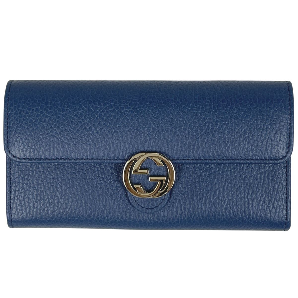 Gucci Interlocking Wallet Billfold Coin Purse Leather Blue