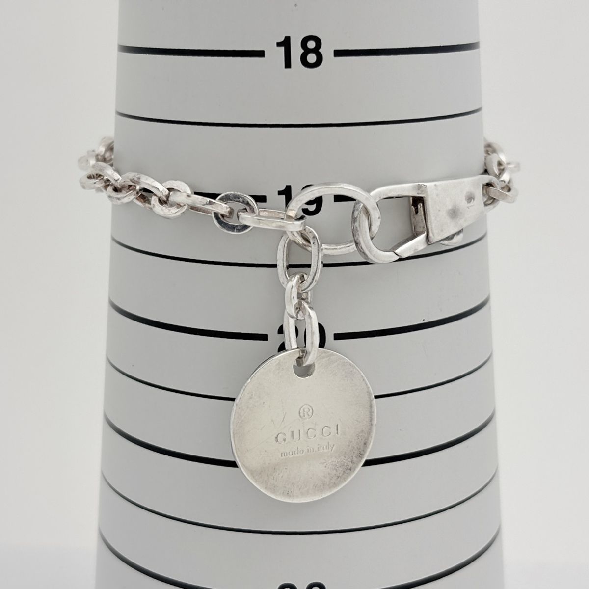 Gucci Logo Chain Bracelet Circle Plate 925 Sterling Silver — view 5