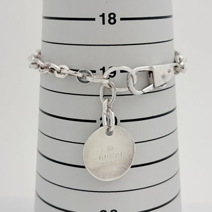 Gucci Logo Chain Bracelet Circle Plate 925 Sterling Silver — view 5
