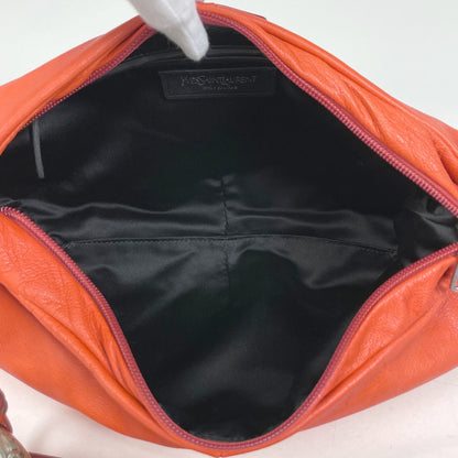 Saint Laurent Logo Shoulder Bag Mom Nia Leather Orange — view 9