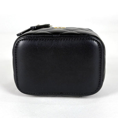 Chanel CC Logo Chain Shoulder Bag Quilted Vanity Leather Black — view 3