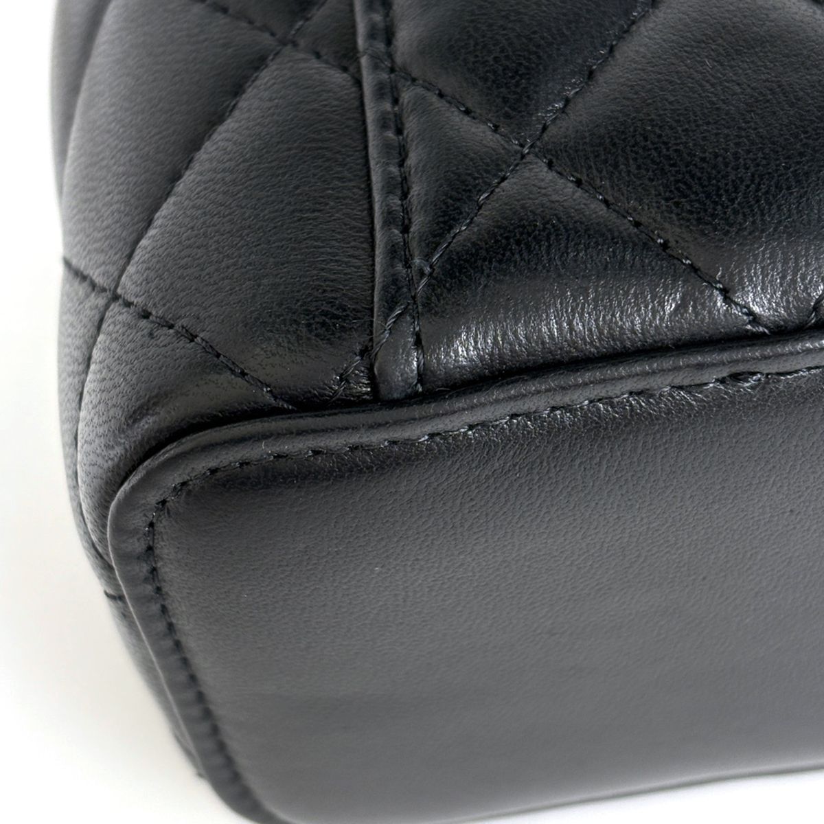 Chanel CC Logo Chain Shoulder Bag Quilted Vanity Leather Black — view 5