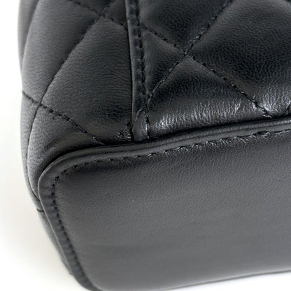 Chanel CC Logo Chain Shoulder Bag Quilted Vanity Leather Black — view 5
