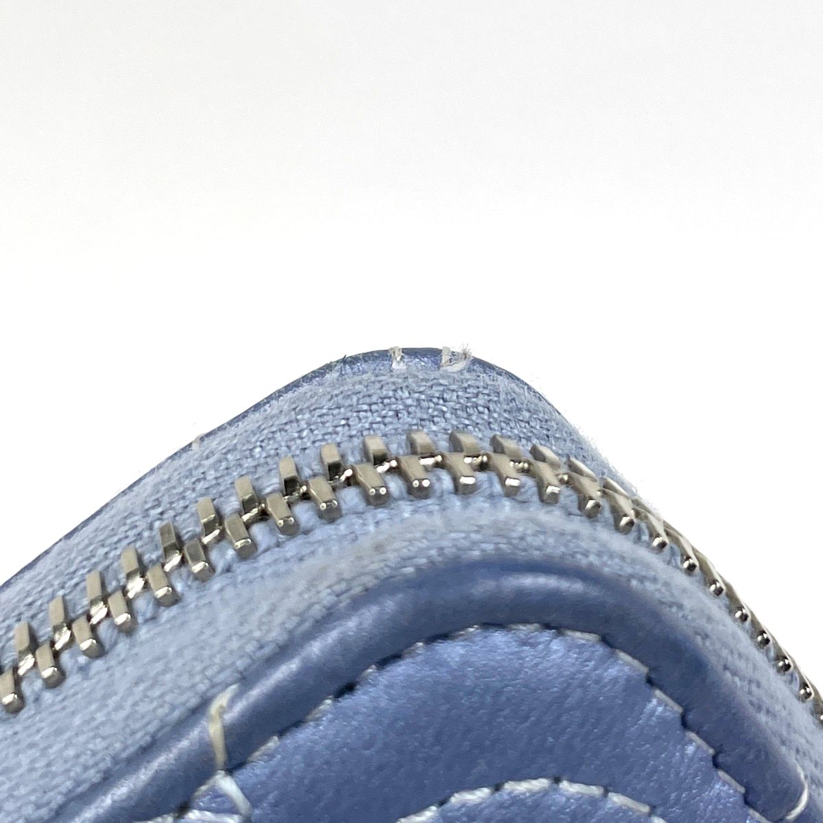 Chanel Camellia Zip Around Wallet CC Logo Leather Blue — view 5