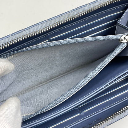 Chanel Camellia Zip Around Wallet CC Logo Leather Blue — view 8