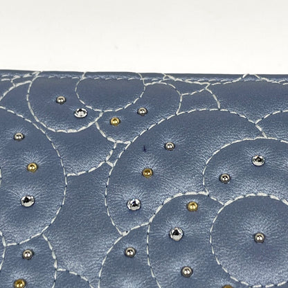 Chanel Camellia Zip Around Wallet CC Logo Leather Blue — view 3