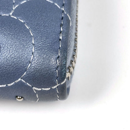 Chanel Camellia Zip Around Wallet CC Logo Leather Blue — view 4