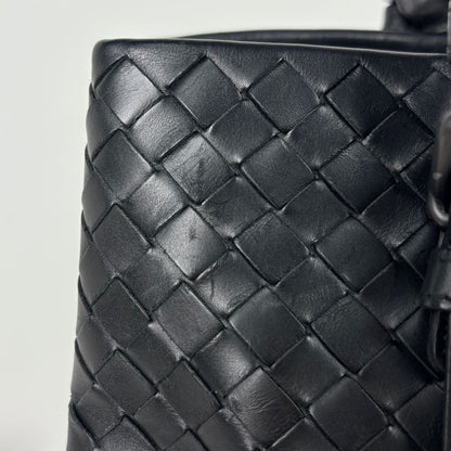 Bottega Veneta Intrecciato Small Rome Bag 2-Way Handbag Leather Black — view 4