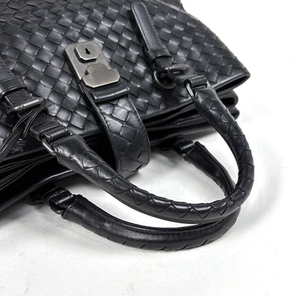 Bottega Veneta Intrecciato Small Rome Bag 2-Way Handbag Leather Black — view 5
