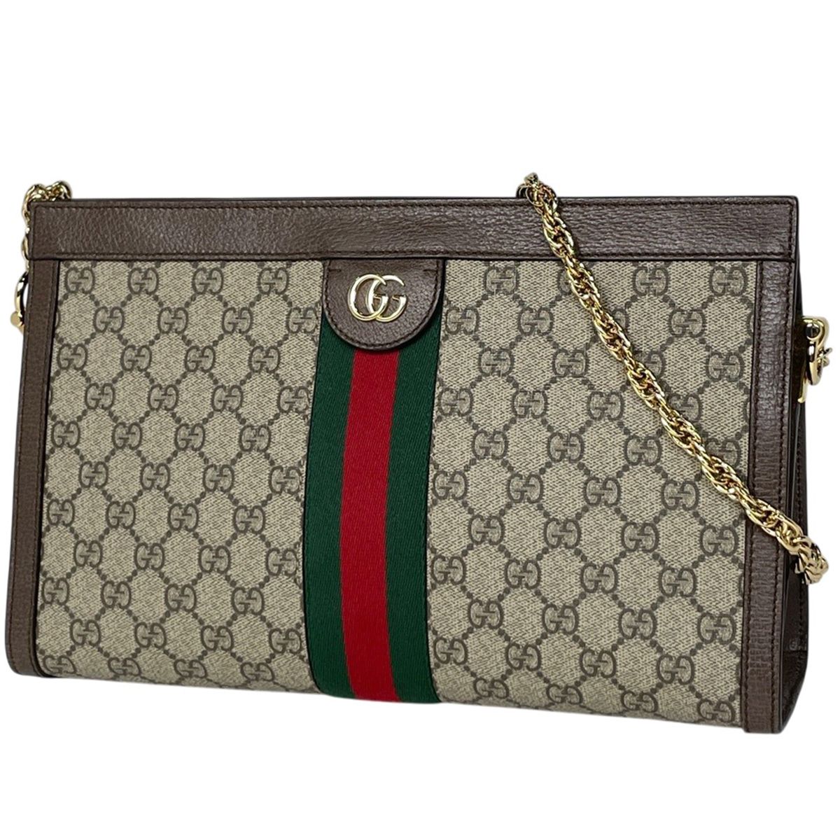 Gucci Ophidia GG Chain Shoulder Bag Sherry Line Beige Brown