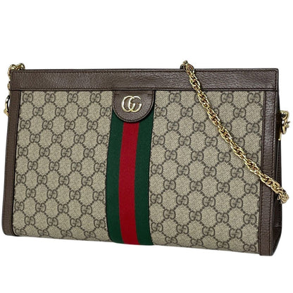 Gucci Ophidia GG Chain Shoulder Bag Sherry Line Beige Brown