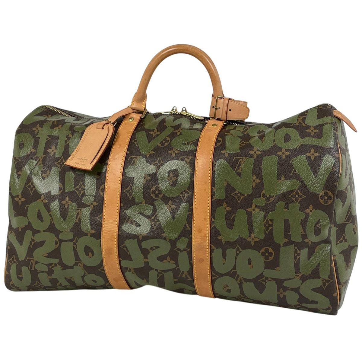 Louis Vuitton Keepall 50 Boston Bag Monogram Graffiti Khaki Brown