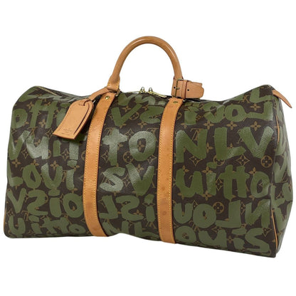 Louis Vuitton Keepall 50 Boston Bag Monogram Graffiti Khaki Brown