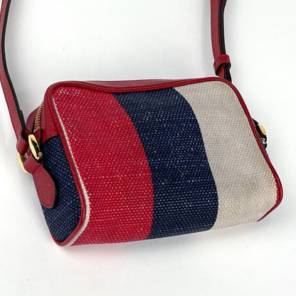 Gucci Logo Shoulder Bag Tricolor Canvas Red Blue White — view 2