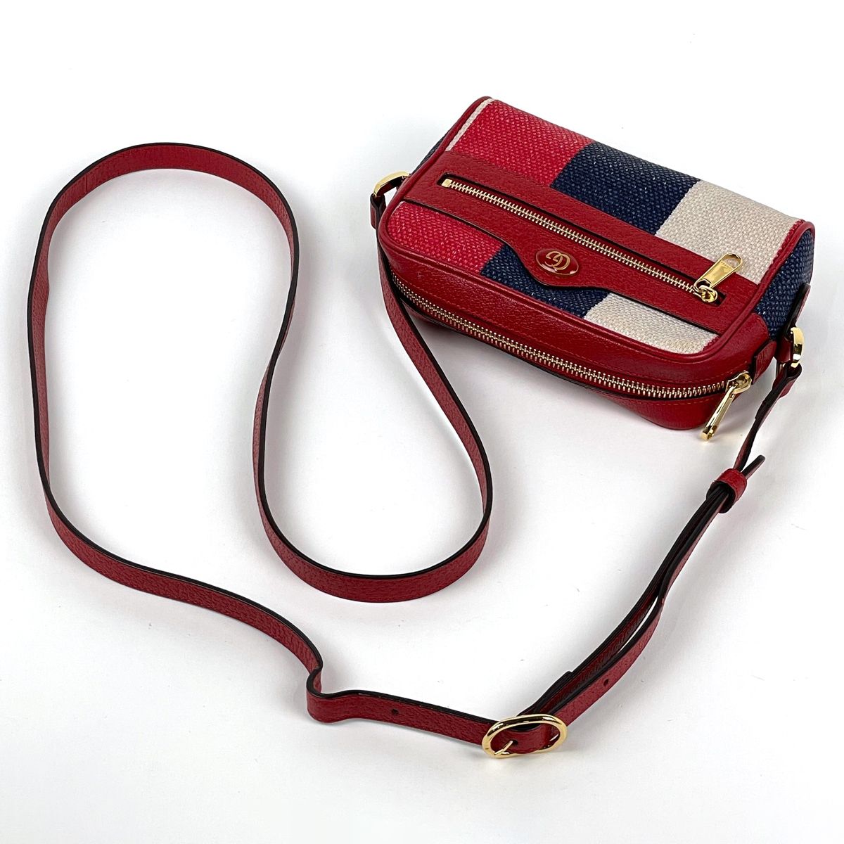 Gucci Logo Shoulder Bag Tricolor Canvas Red Blue White — view 6