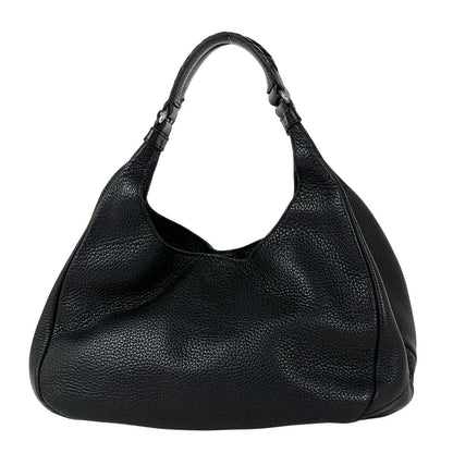 Bottega Veneta Intrecciato Shoulder Bag Leather Black