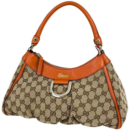 Gucci GG Pattern Shoulder Bag Canvas Beige Orange