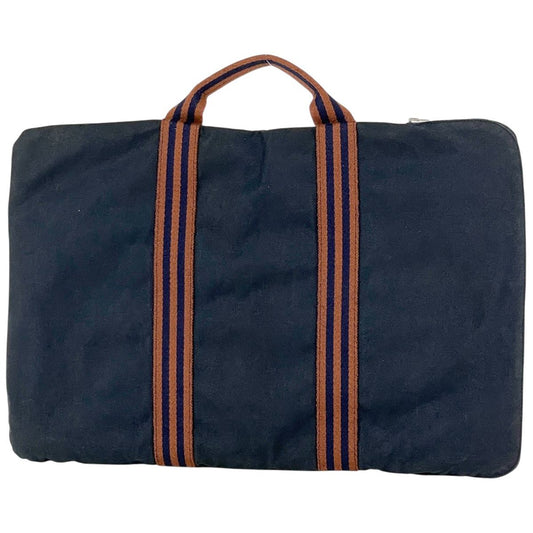 Hermes Fourre Tout Porte Documents Handbag Canvas Navy