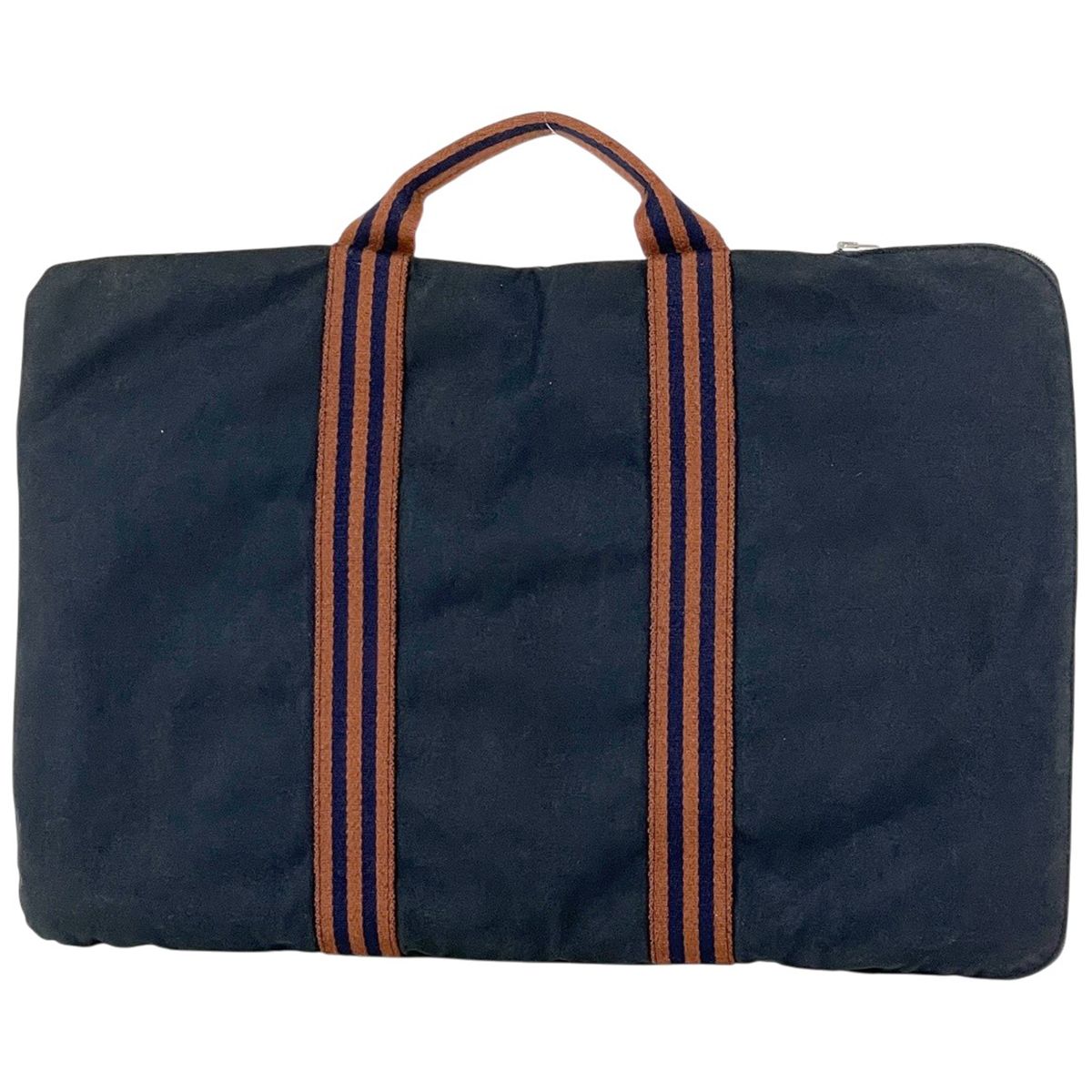 Hermes Fourre Tout Porte Documents Handbag Canvas Navy