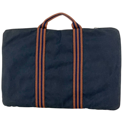Hermes Fourre Tout Porte Documents Handbag Canvas Navy