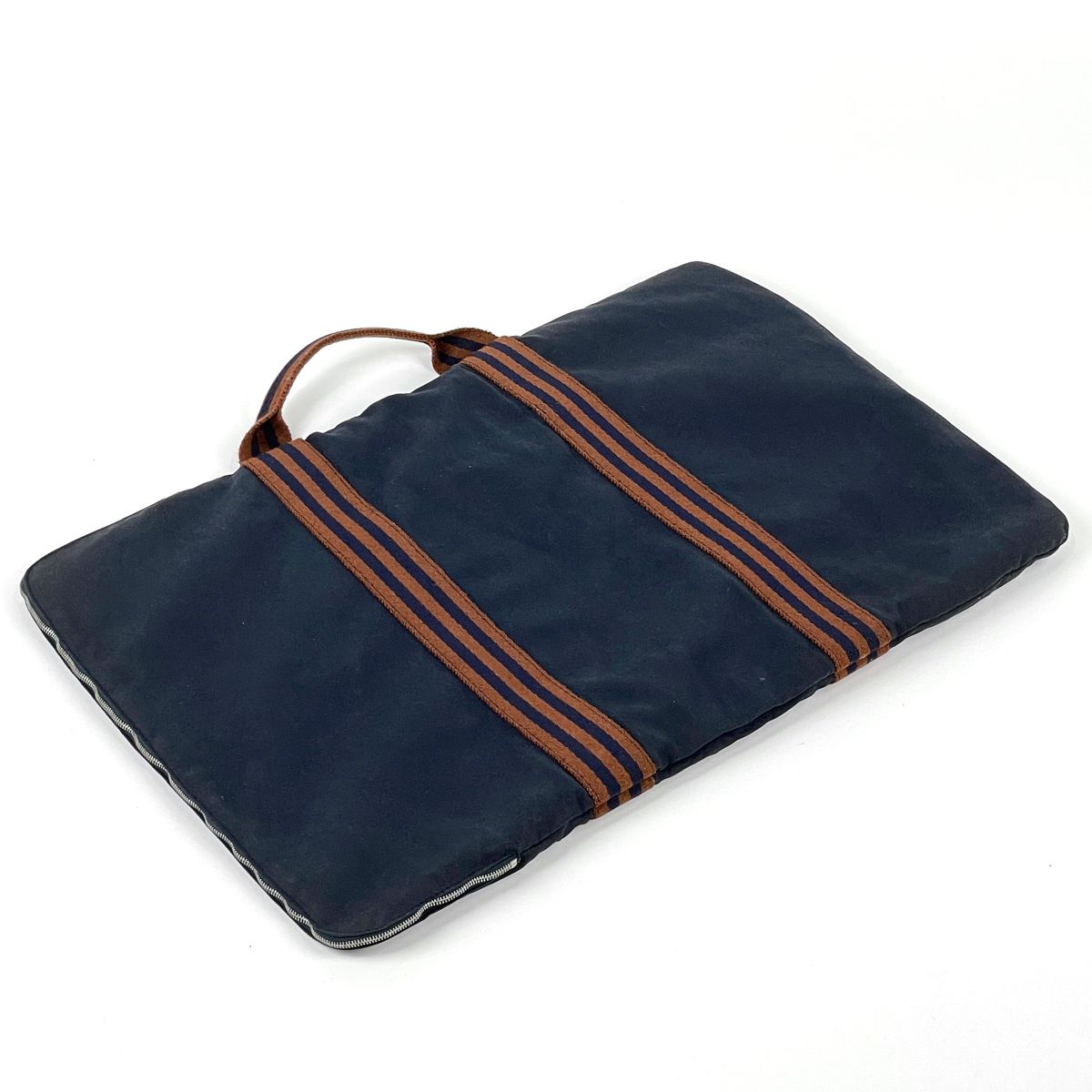 Hermes Fourre Tout Porte Documents Handbag Canvas Navy — view 2