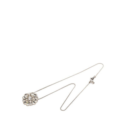 Chanel CC Logo Necklace Silver Metal Rhinestone — view 3